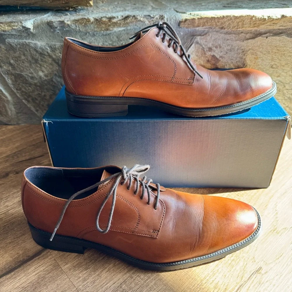 Cole Haan Men’s 10.5 Leather Modern Essentials Plain Toe Oxford Shoe British Tan - Picture 3 of 9